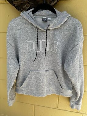 Puma Light Gray Logo Pullover Hoodie
